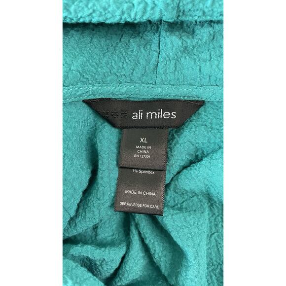 Ali Miles Tunic Top Womens XL Textured Asymmetric Cowl Neck Pullover Blue Teal - Picture 6 of 8